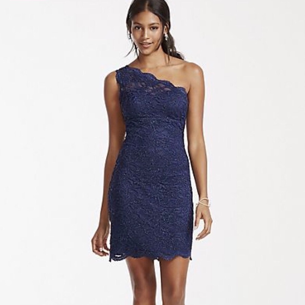 Morgan & Co. Navy Blue one shoulder cocktail/prom